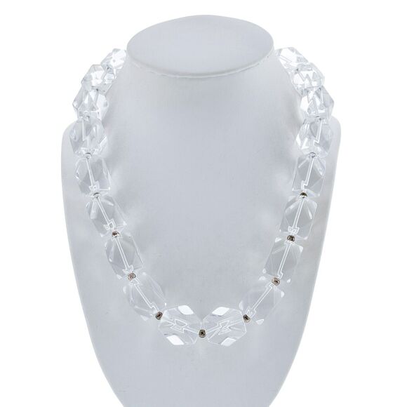 Italian Paola Valentino Sterling Silver 925 Faceted Crystal Magnet Necklace 20" - Picture 1 of 5